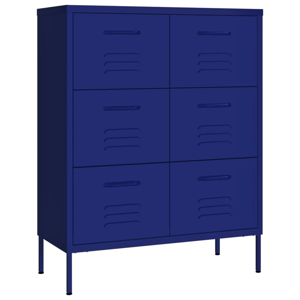 vidaXL Drawer Cabinet Navy Blue 80x35x101.5 cm Steel - Sudd