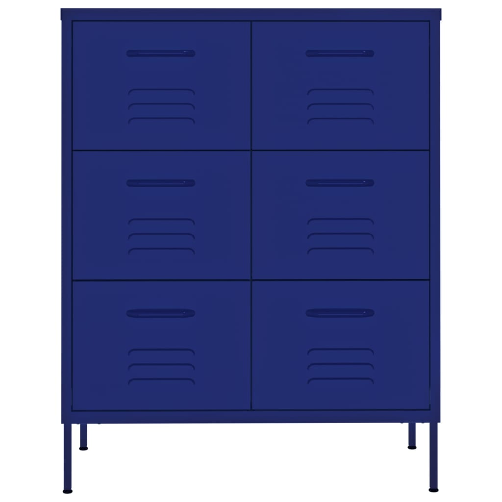 vidaXL Drawer Cabinet Navy Blue 80x35x101.5 cm Steel - Sudd