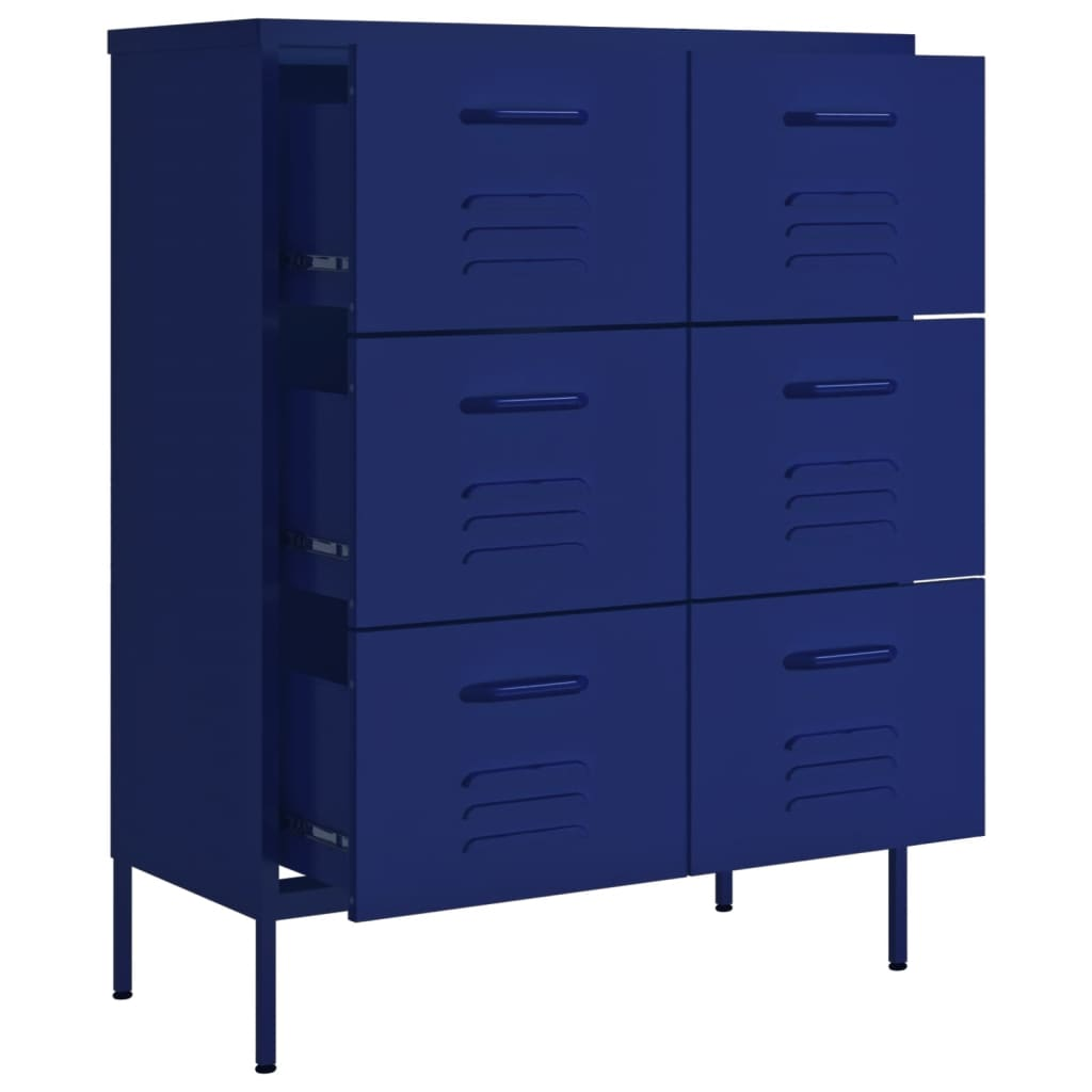 vidaXL Drawer Cabinet Navy Blue 80x35x101.5 cm Steel - Sudd