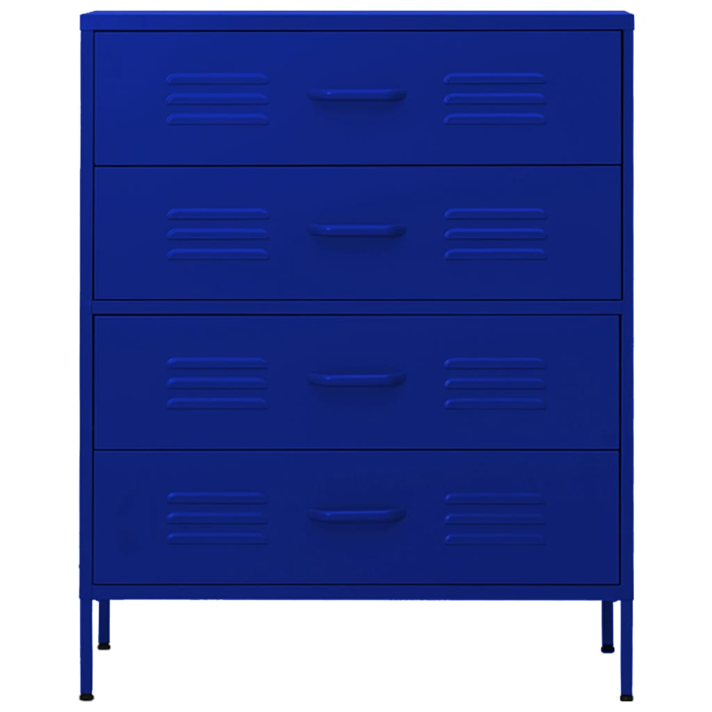 vidaXL Chest of Drawers Navy Blue 80x35x101.5 cm Steel - Sudd