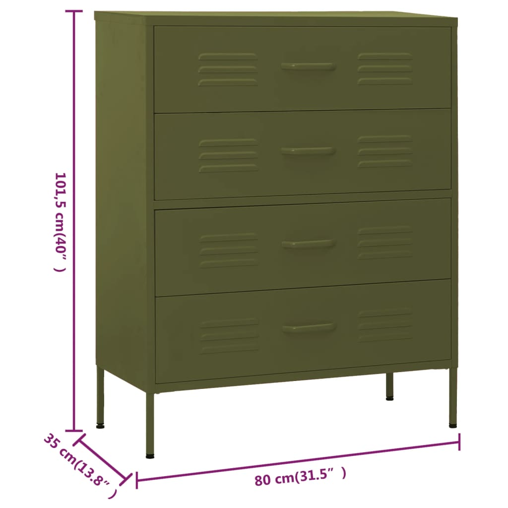 Green Steel Chest of Drawers - Sudd