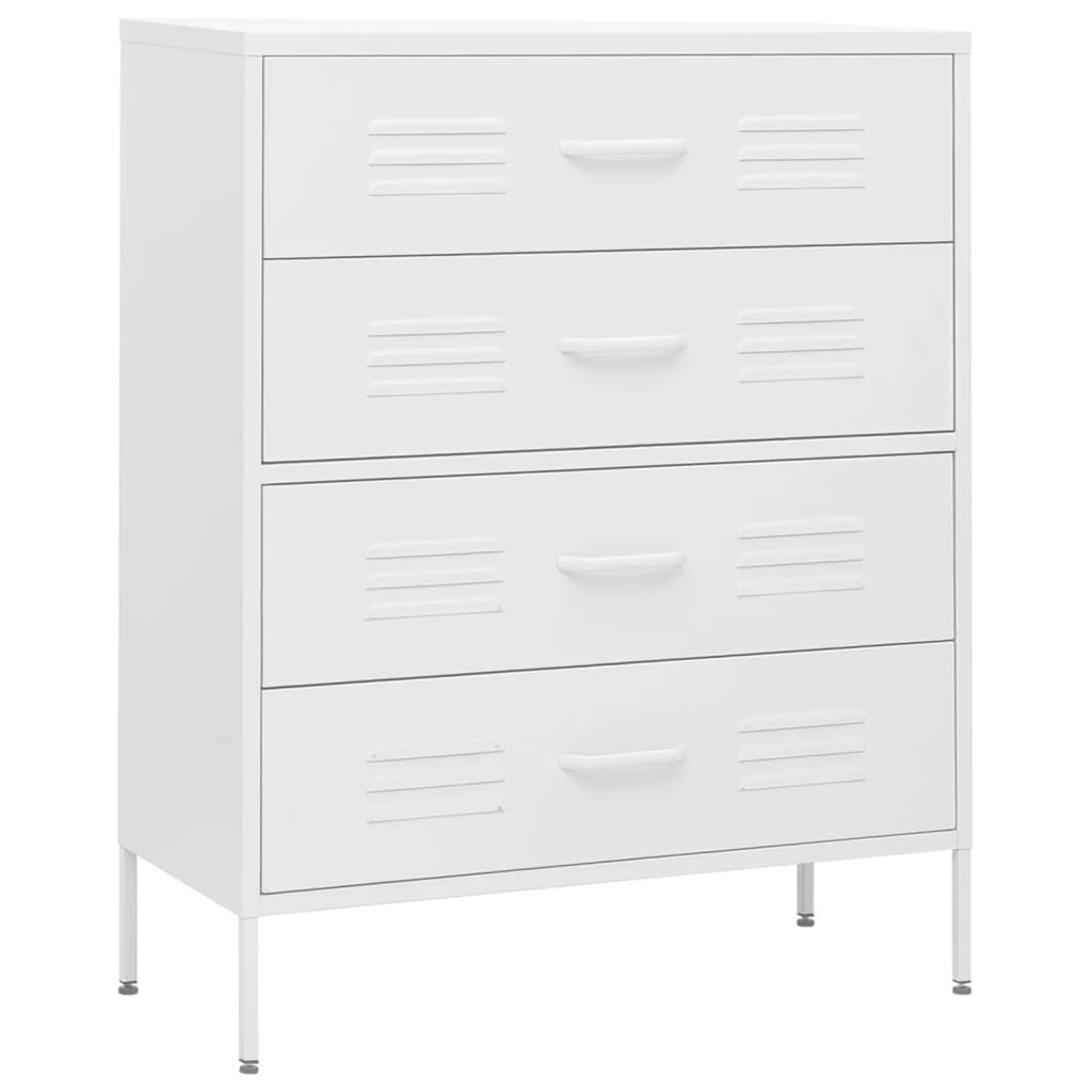 vidaXL Chest of Drawers White 80x35x101.5 cm Steel - Sudd