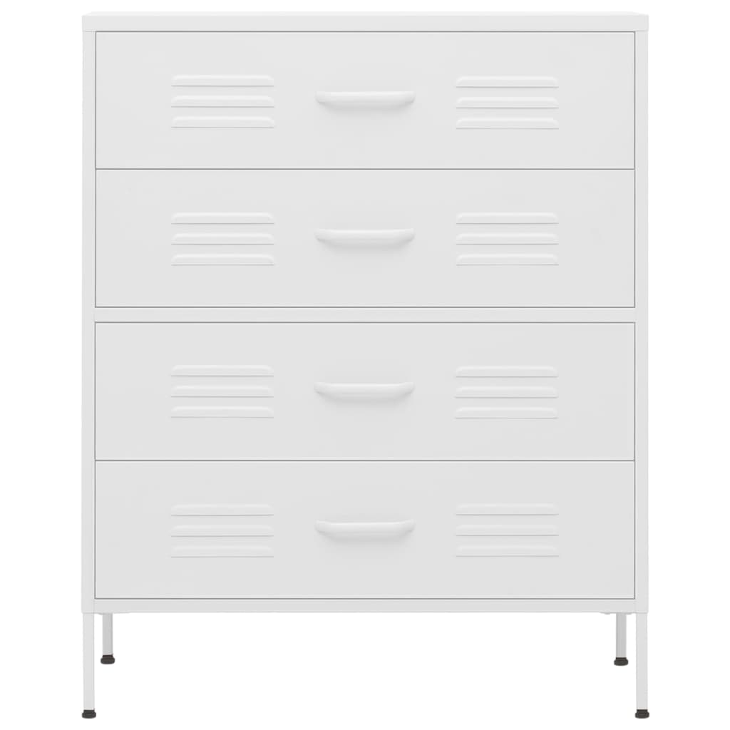 vidaXL Chest of Drawers White 80x35x101.5 cm Steel - Sudd