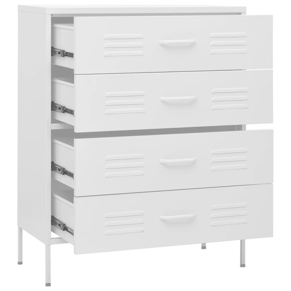 vidaXL Chest of Drawers White 80x35x101.5 cm Steel - Sudd