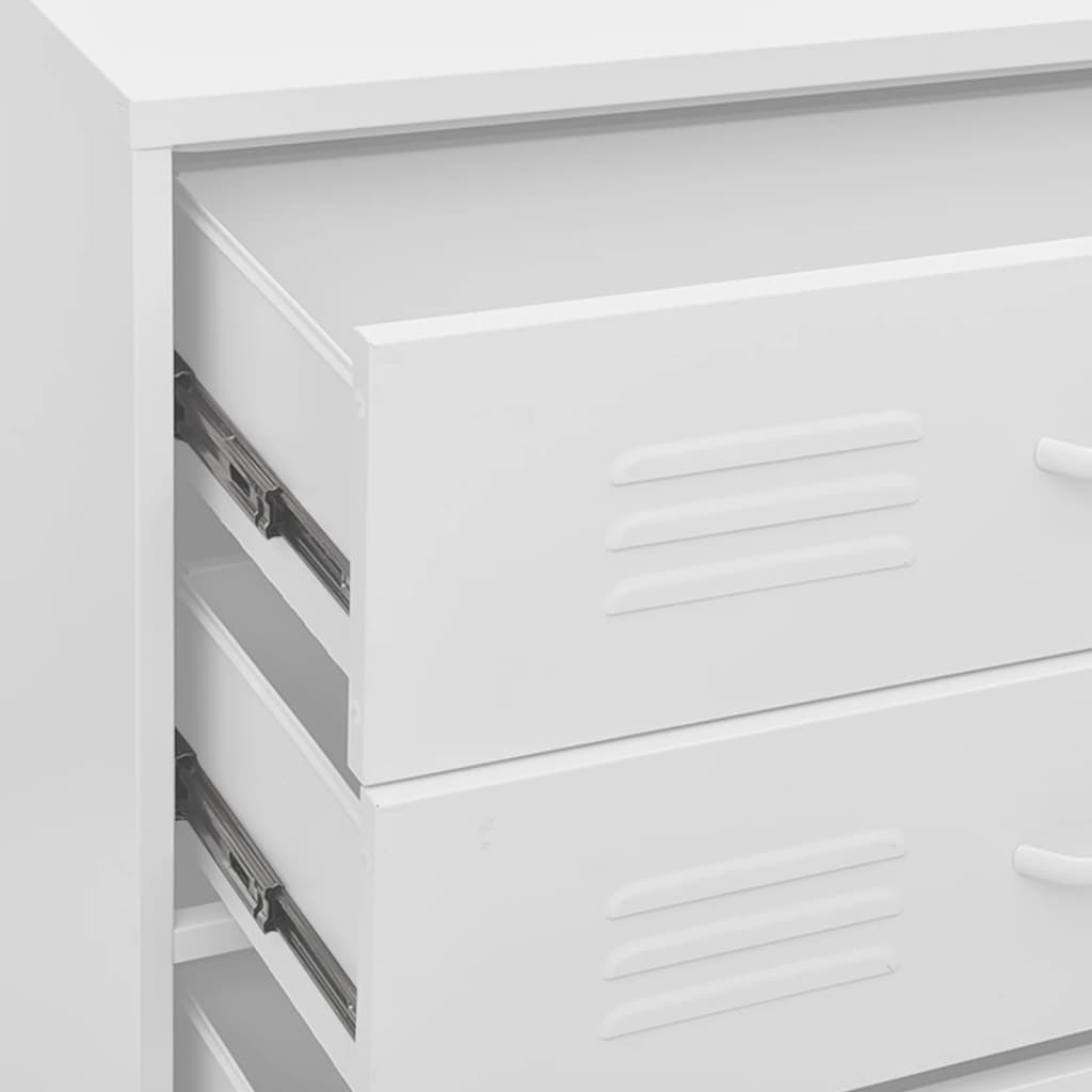 vidaXL Chest of Drawers White 80x35x101.5 cm Steel - Sudd