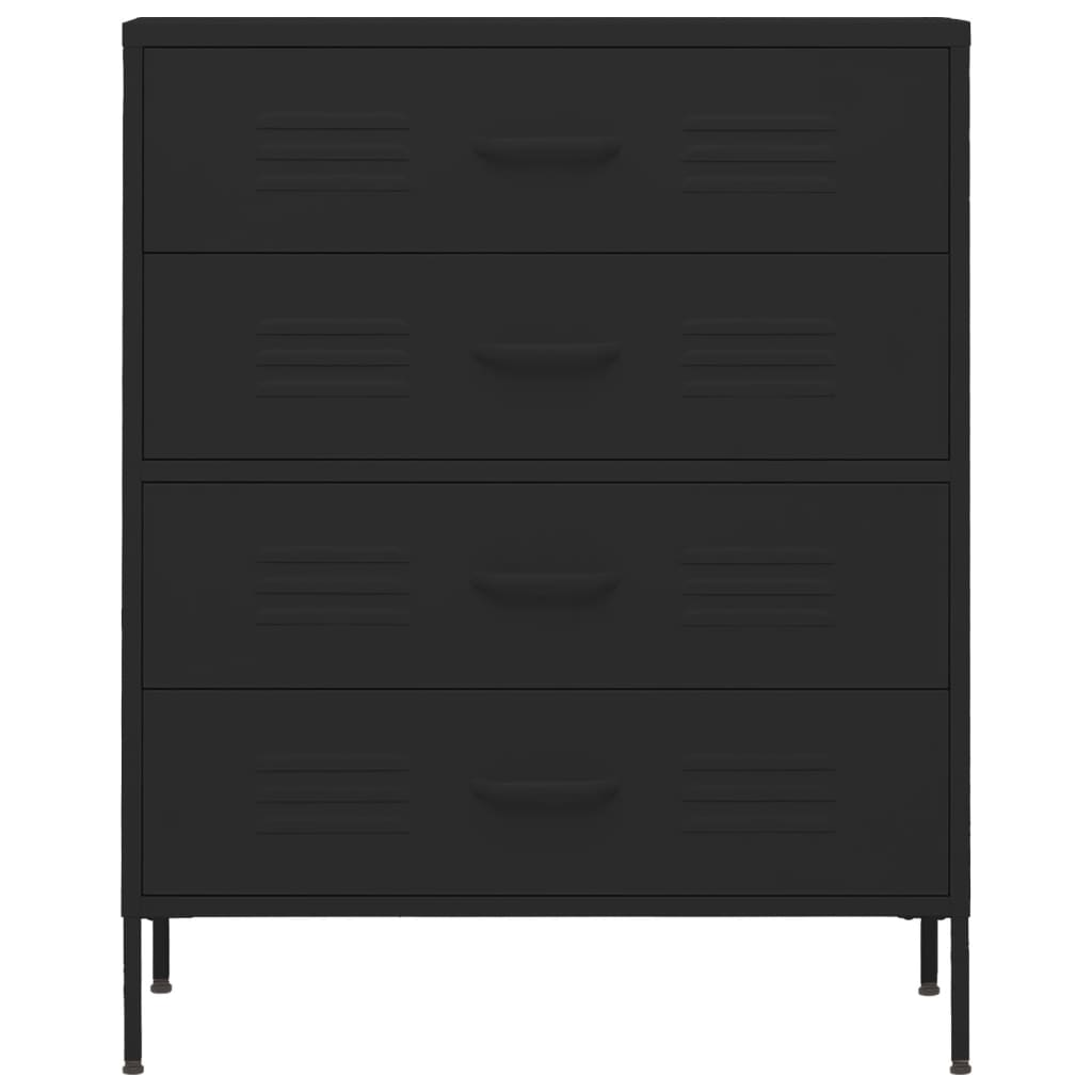 vidaXL Chest of Drawers Black 80x35x101.5 cm Steel - Sudd