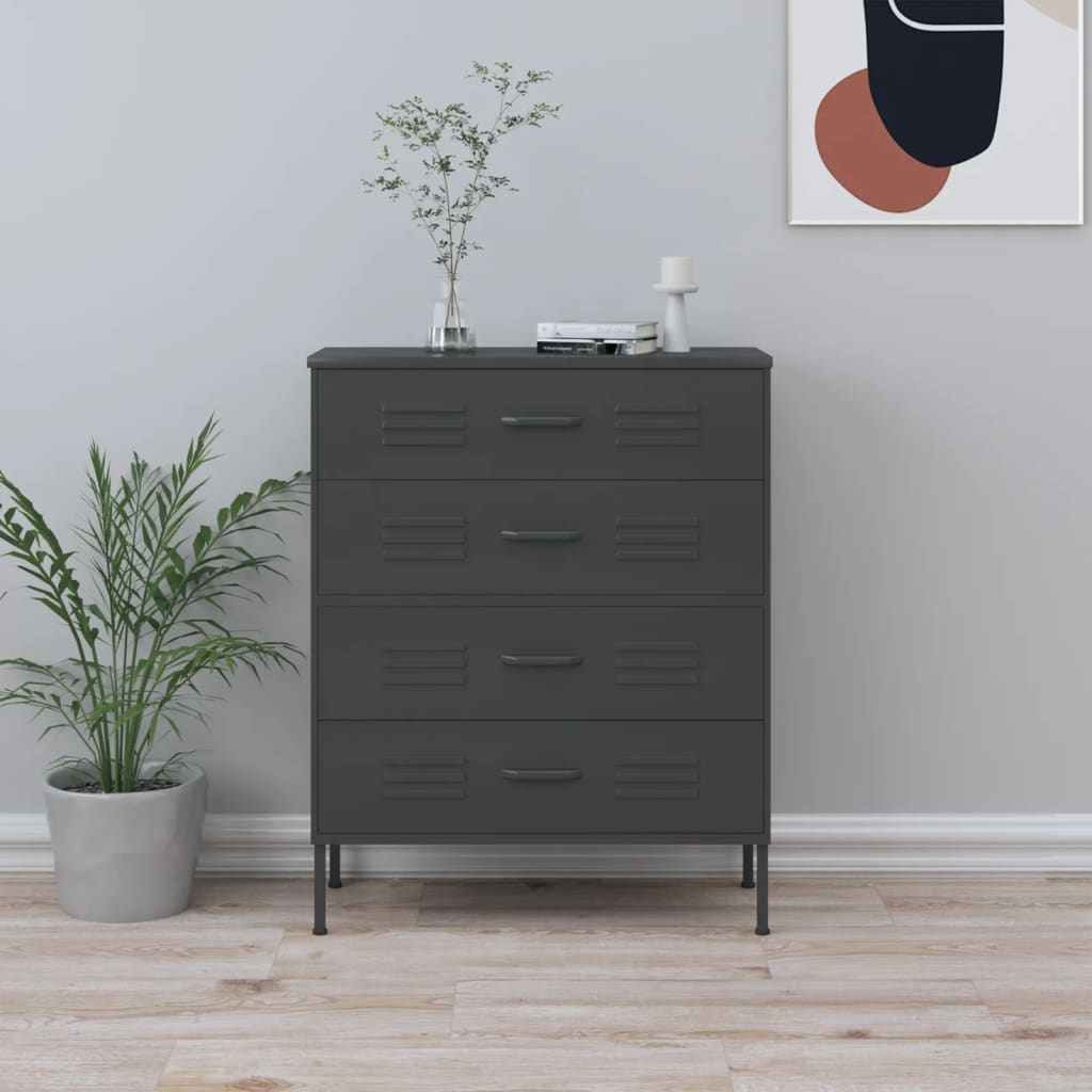 vidaXL Chest of Drawers Anthracite 80x35x101.5 cm Steel - Sudd