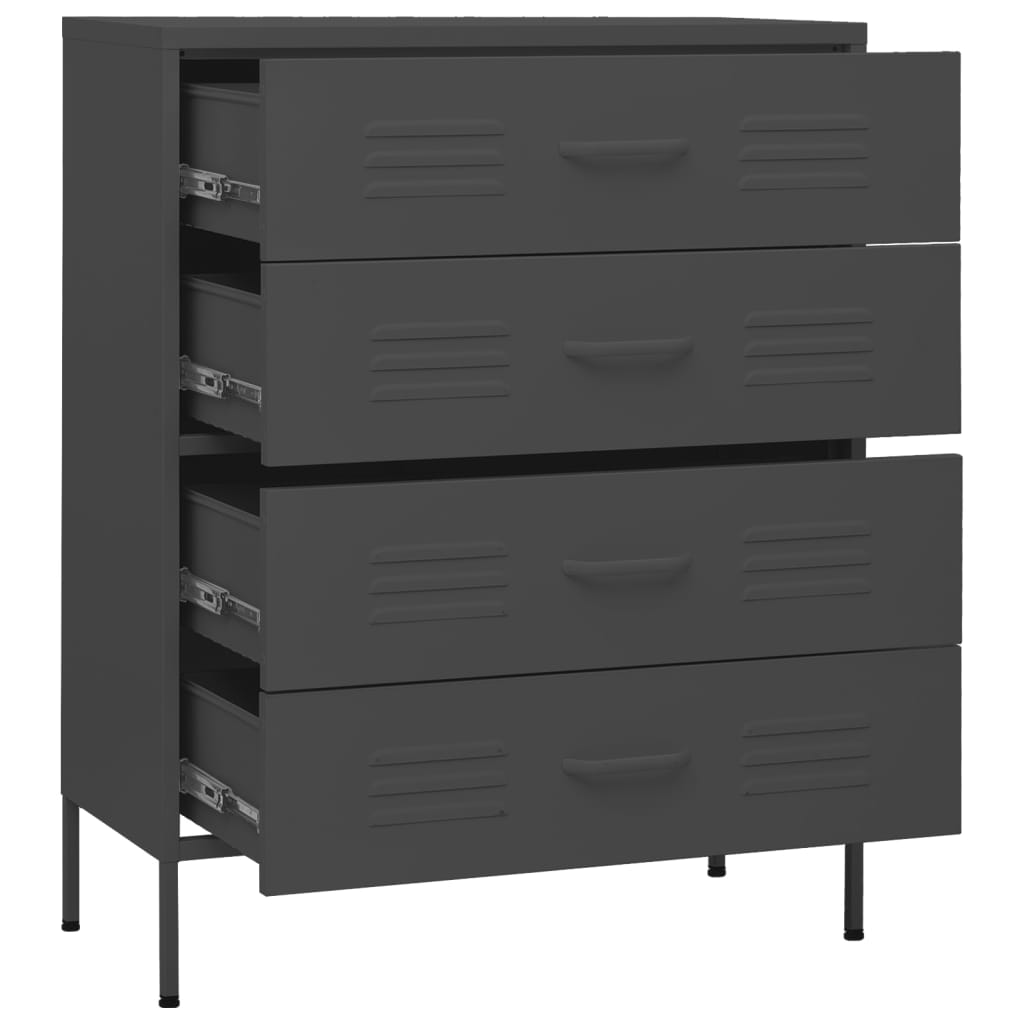 vidaXL Chest of Drawers Anthracite 80x35x101.5 cm Steel - Sudd