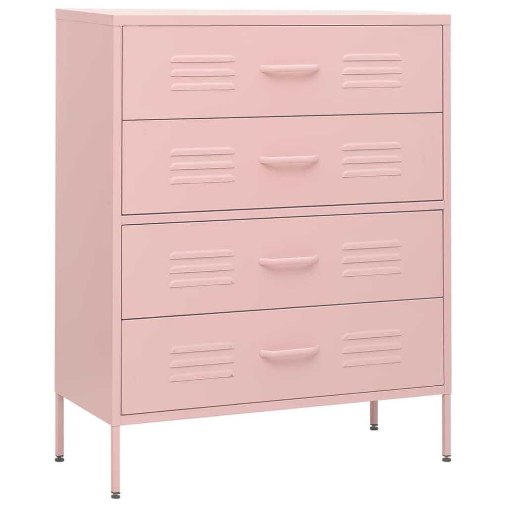 vidaXL Chest of Drawers Pink 80x35x101.5 cm Steel - Sudd