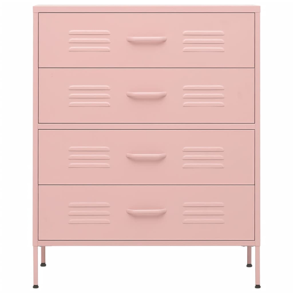 vidaXL Chest of Drawers Pink 80x35x101.5 cm Steel - Sudd