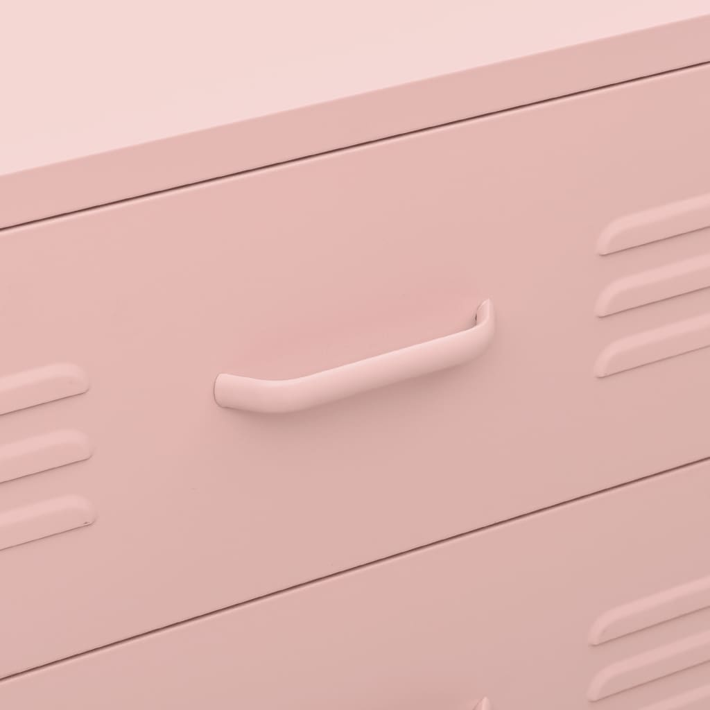 vidaXL Chest of Drawers Pink 80x35x101.5 cm Steel - Sudd