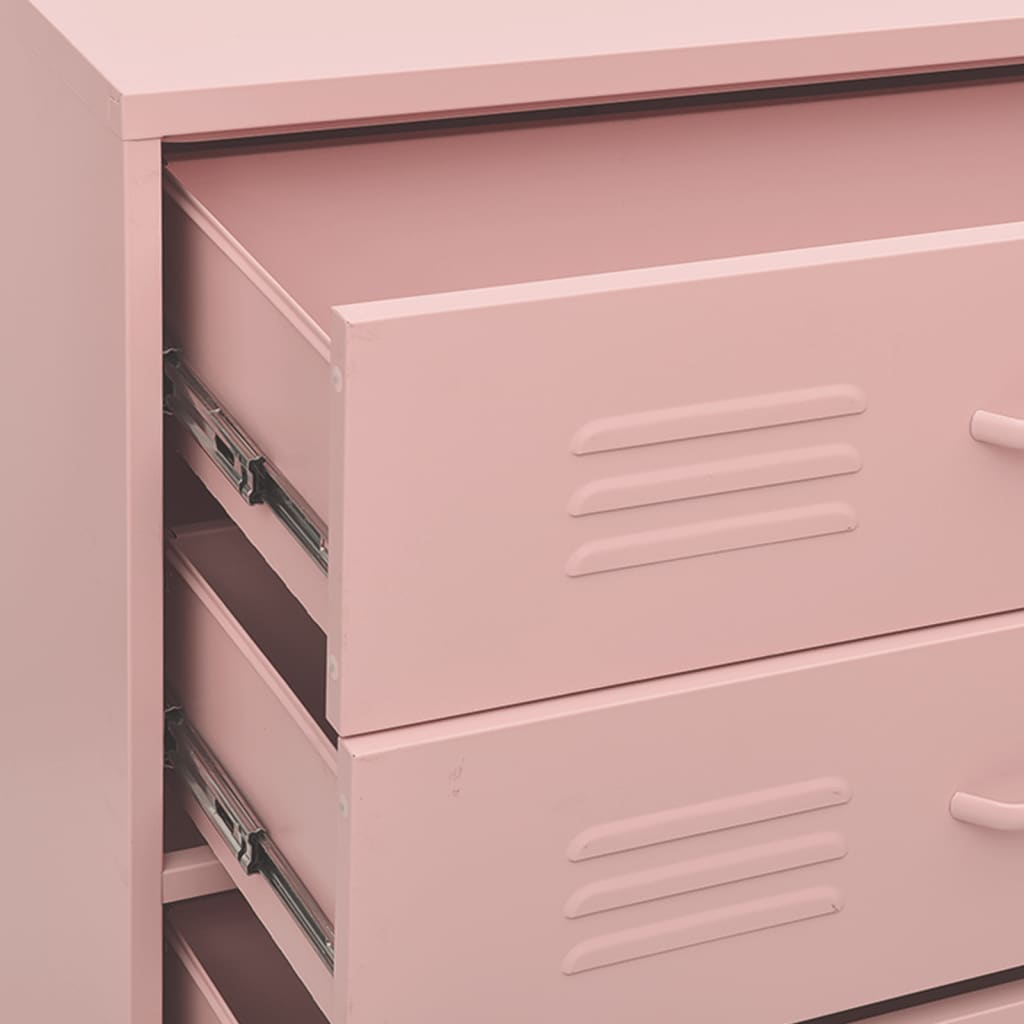 vidaXL Chest of Drawers Pink 80x35x101.5 cm Steel - Sudd