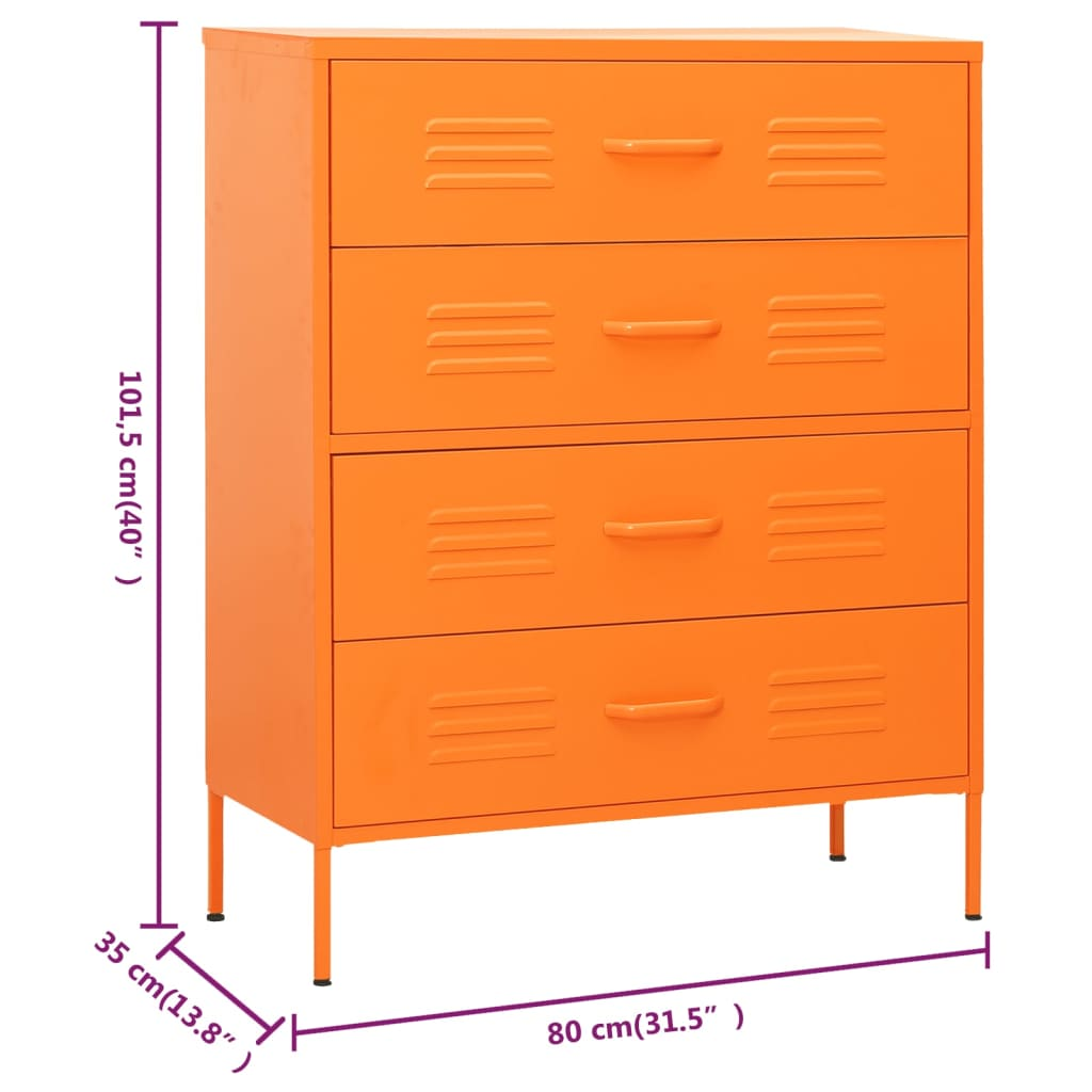 Orange Steel Chest of Drawers - Sudd