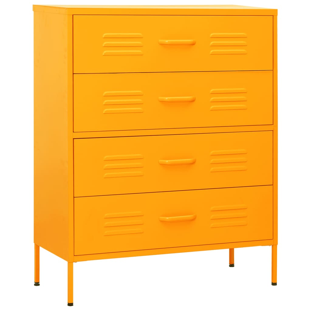 vidaXL Chest of Drawers Mustard Yellow 80x35x101.5 cm Steel - Sudd