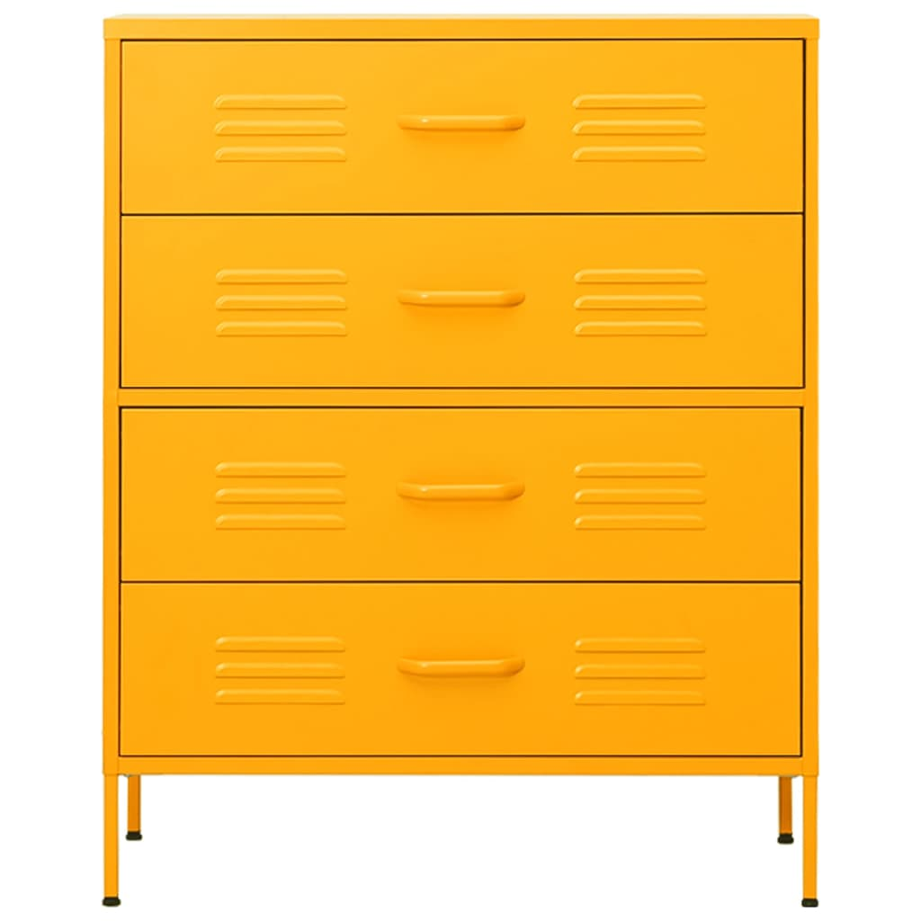 vidaXL Chest of Drawers Mustard Yellow 80x35x101.5 cm Steel - Sudd