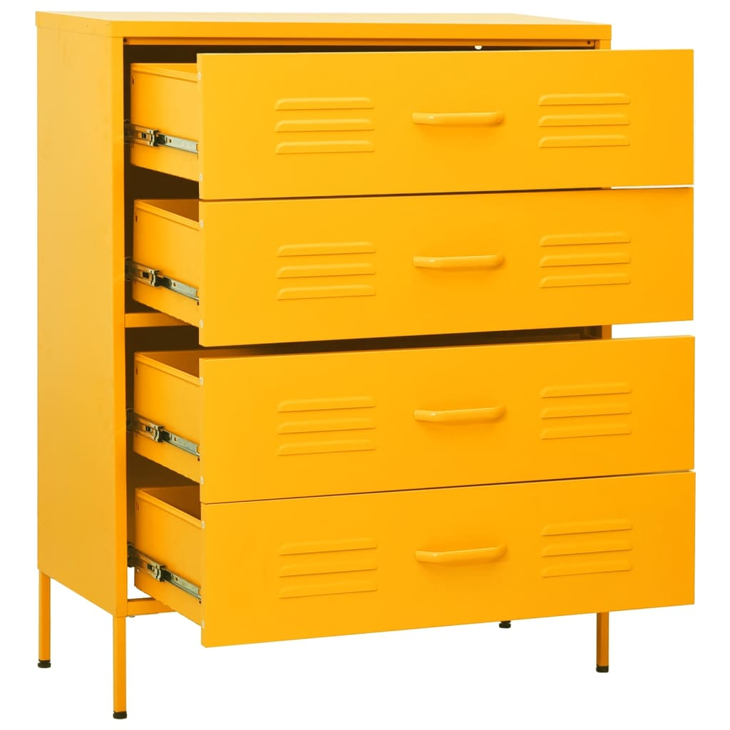 vidaXL Chest of Drawers Mustard Yellow 80x35x101.5 cm Steel - Sudd