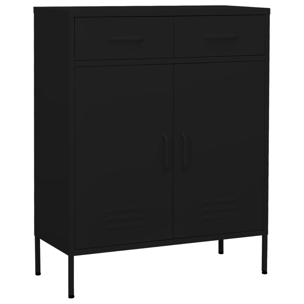 vidaXL Storage Cabinet Black 80x35x101.5 cm Steel - Sudd