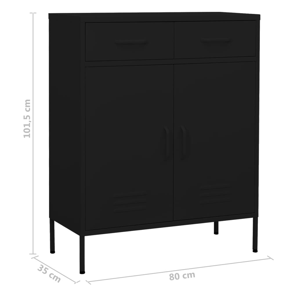 vidaXL Storage Cabinet Black 80x35x101.5 cm Steel - Sudd