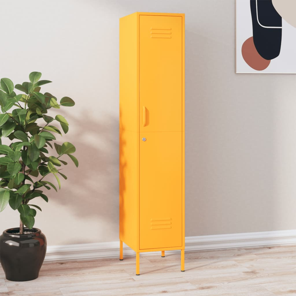 vidaXL Locker Cabinet Mustard Yellow - Durable Steel, Adjustable Shelves, Ample Storage Space - Sudd