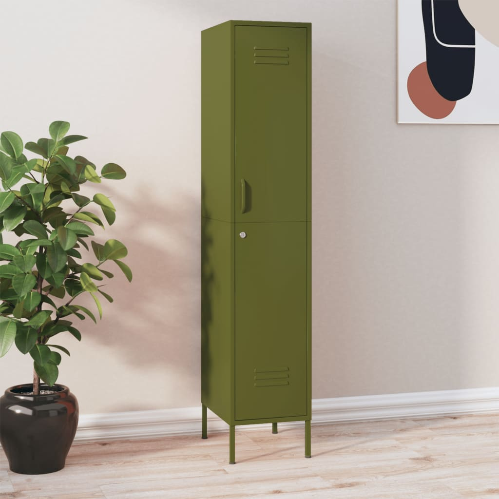 vidaXL Locker Cabinet Olive Green 35x46x180 cm Steel - Sudd