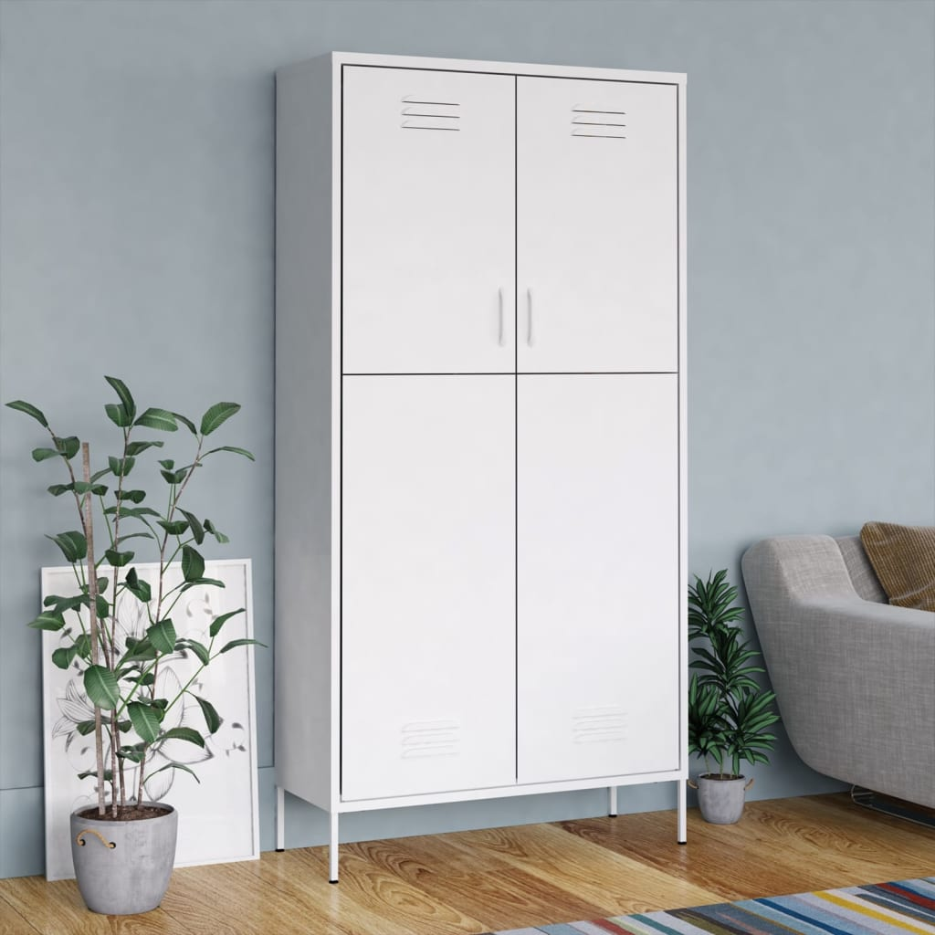 vidaXL Wardrobe White 90x50x180 cm Steel - Sudd