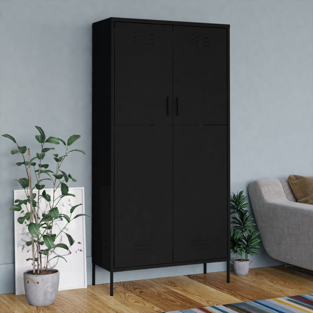 vidaXL Wardrobe Black 90x50x180 cm Steel - Sudd