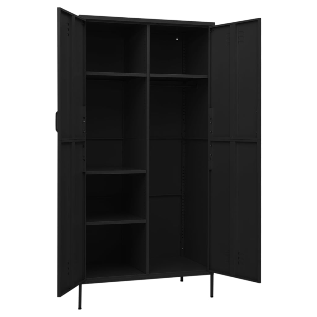 vidaXL Wardrobe Black 90x50x180 cm Steel - Sudd