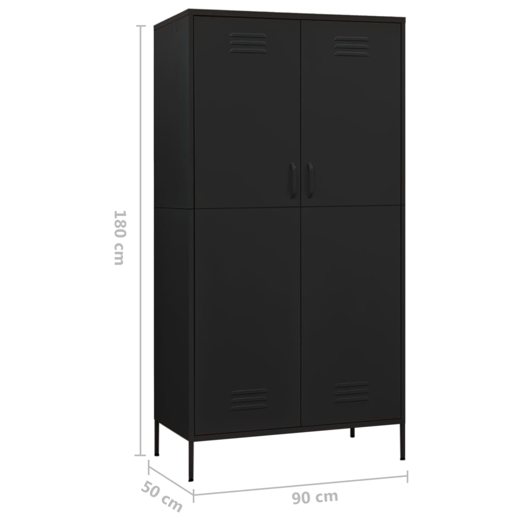 vidaXL Wardrobe Black 90x50x180 cm Steel - Sudd