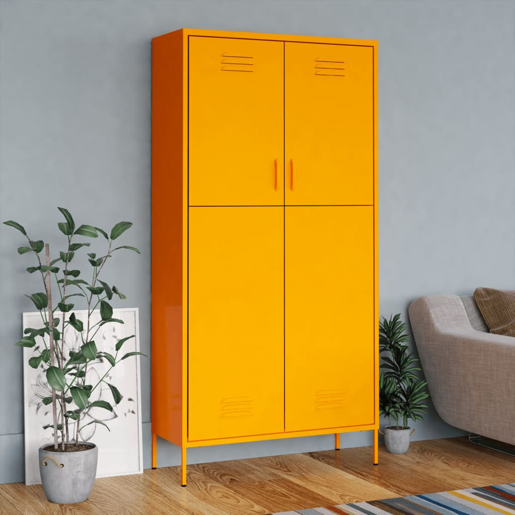 vidaXL Wardrobe Mustard Yellow 90x50x180 cm Steel - Sudd