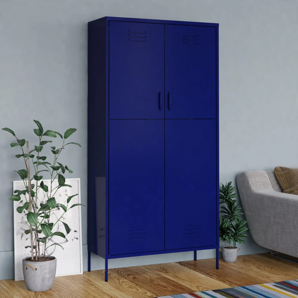 vidaXL Wardrobe Navy Blue 90x50x180 cm Steel - Sudd