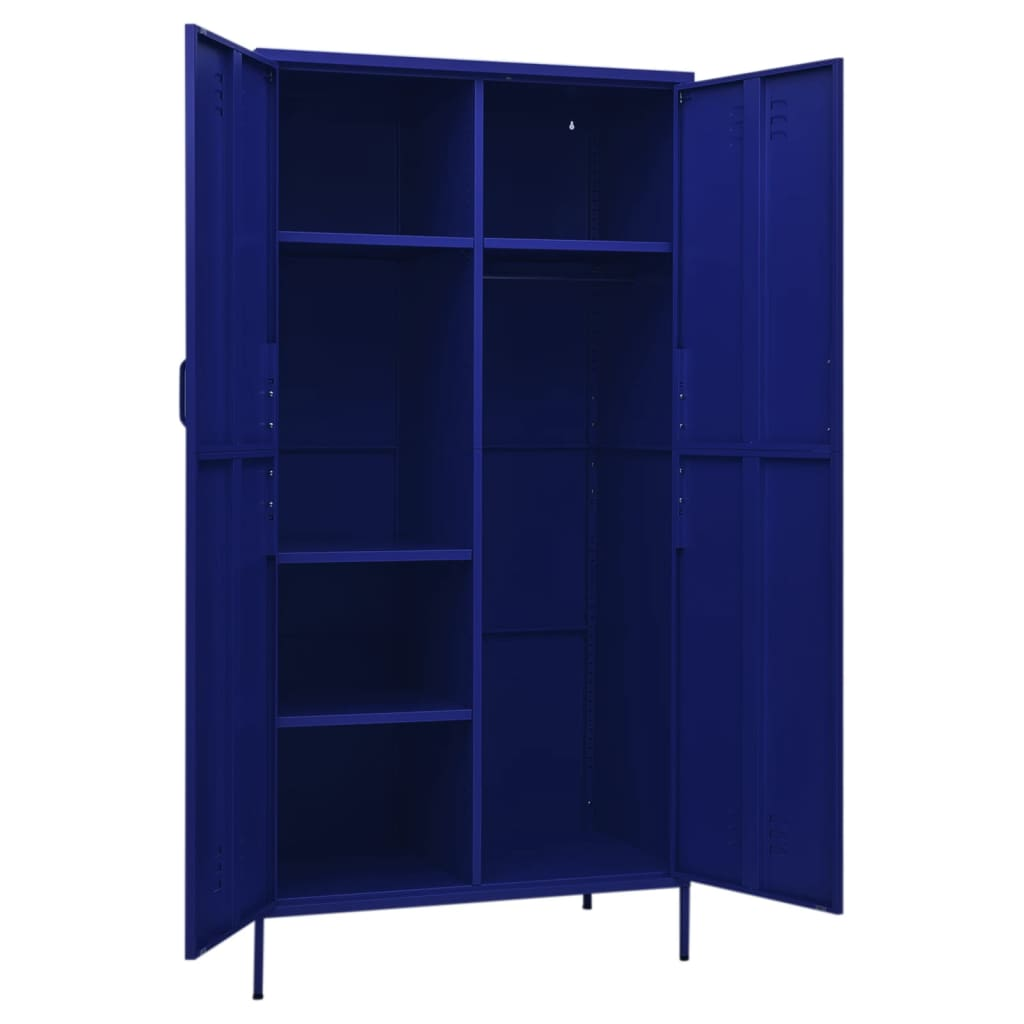 vidaXL Wardrobe Navy Blue 90x50x180 cm Steel - Sudd