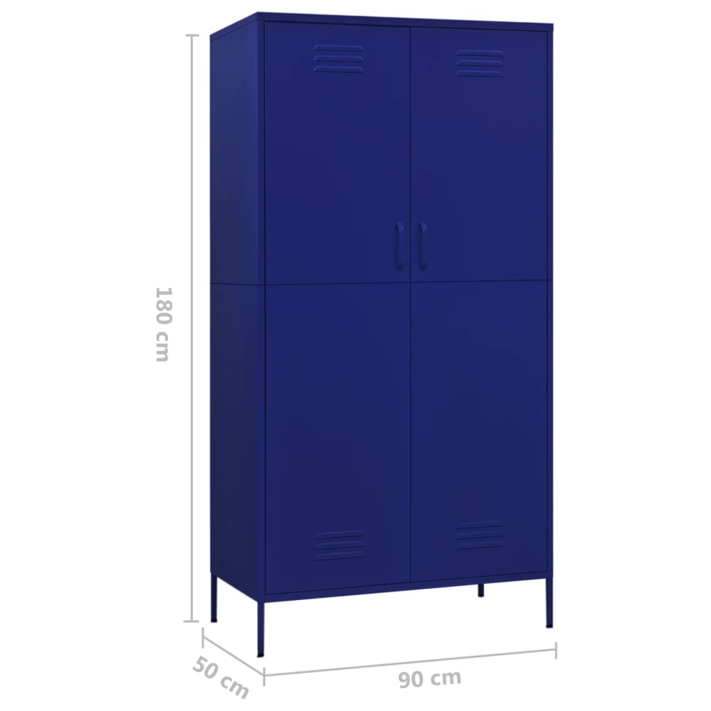 vidaXL Wardrobe Navy Blue 90x50x180 cm Steel - Sudd