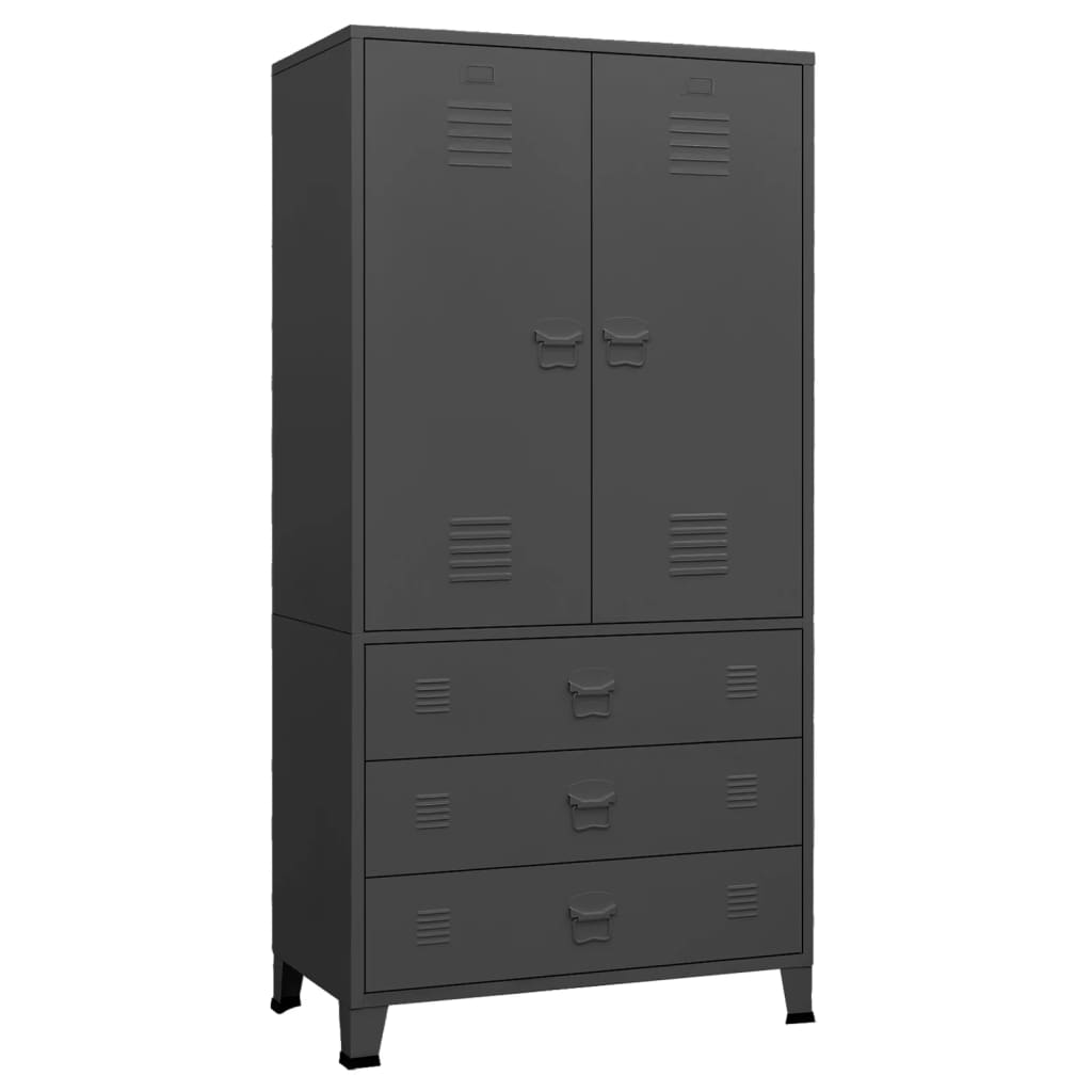 vidaXL Industrial Wardrobe Anthracite 90x50x180 cm Metal - Sudd