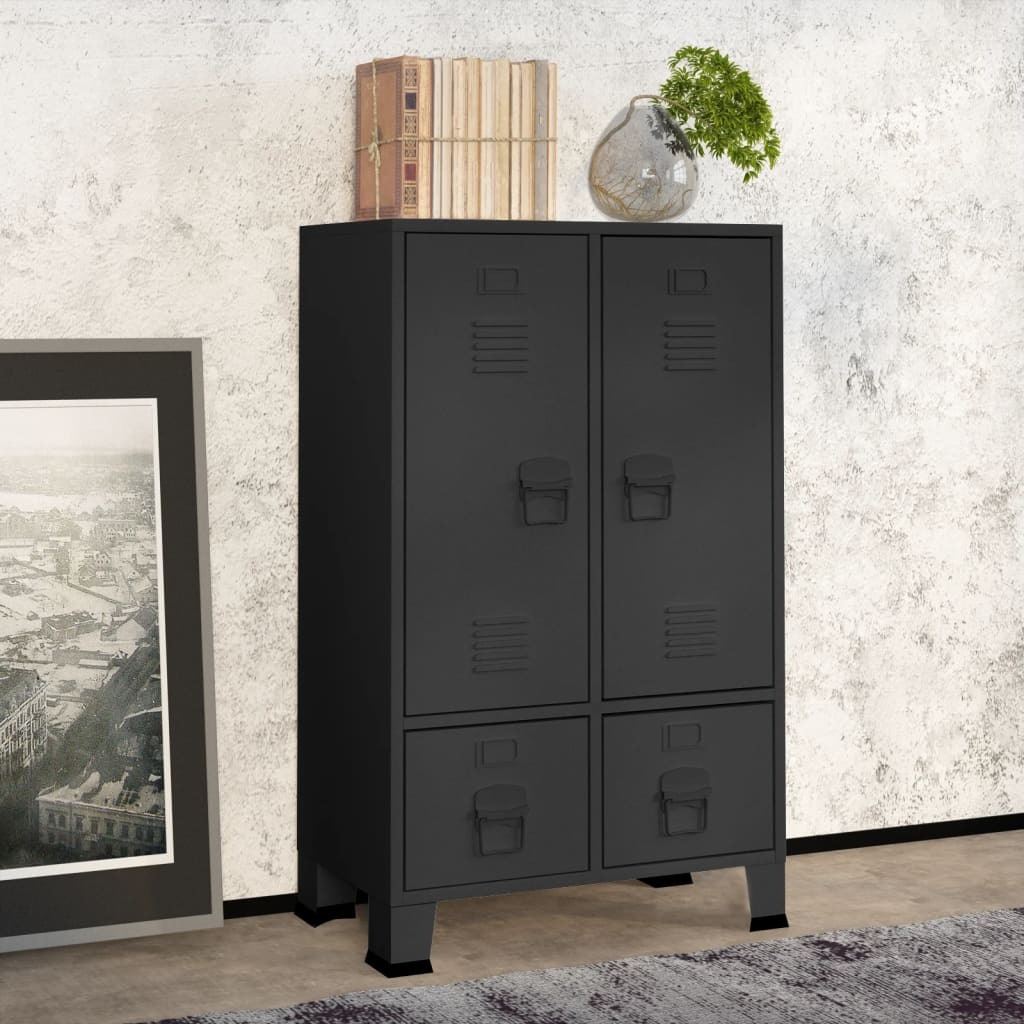 vidaXL Industrial Wardrobe Anthracite 67x35x107 cm Steel - Sudd