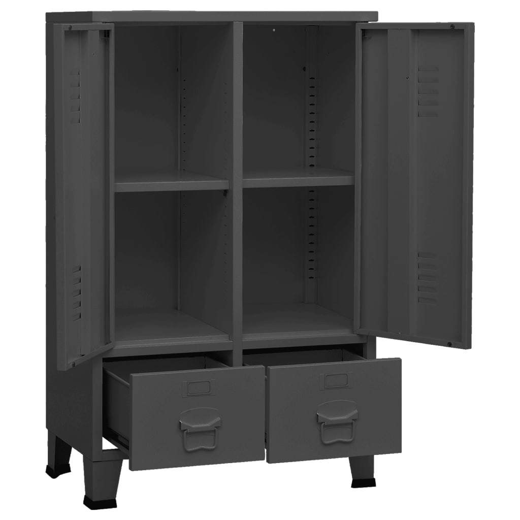 vidaXL Industrial Wardrobe Anthracite 67x35x107 cm Steel - Sudd