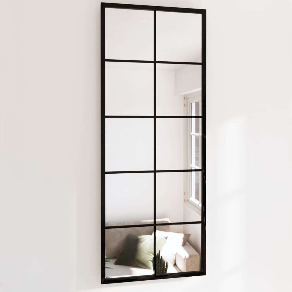 Black Metal Wall Mirror 100x40 cm - Sudd