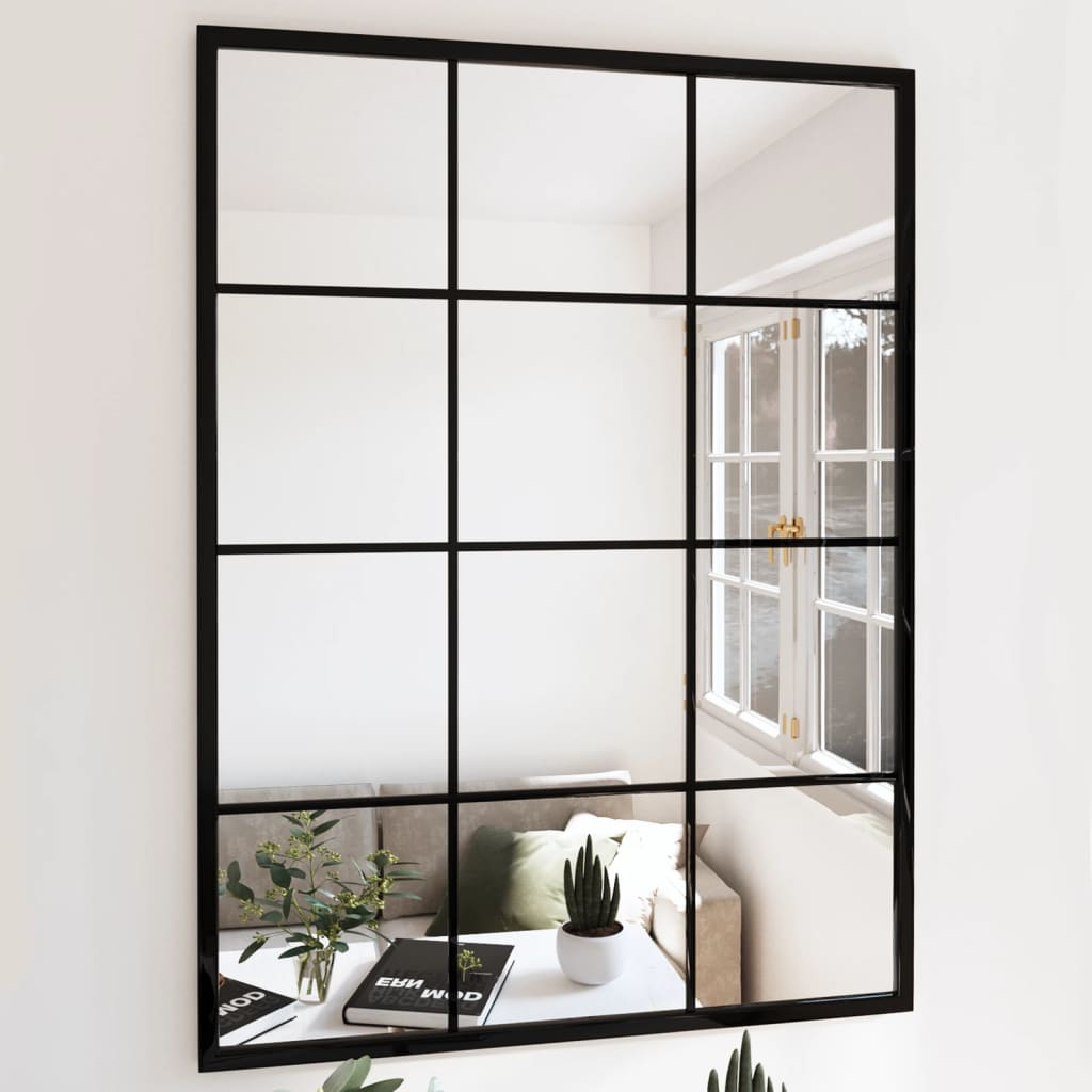 vidaXL Wall Mirror Black 80x60 cm Metal - Sleek Design, Easy Installation - Sudd