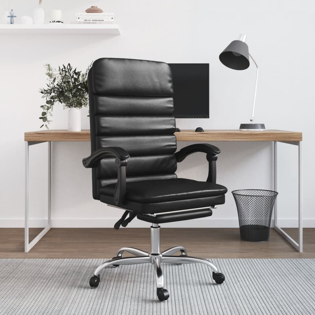 vidaXL Massage Reclining Office Chair Black Faux Leather - Sudd