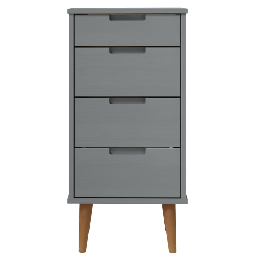 vidaXL Drawer Cabinet MOLDE Grey 40x35x82 cm Solid Wood Pine - Sudd