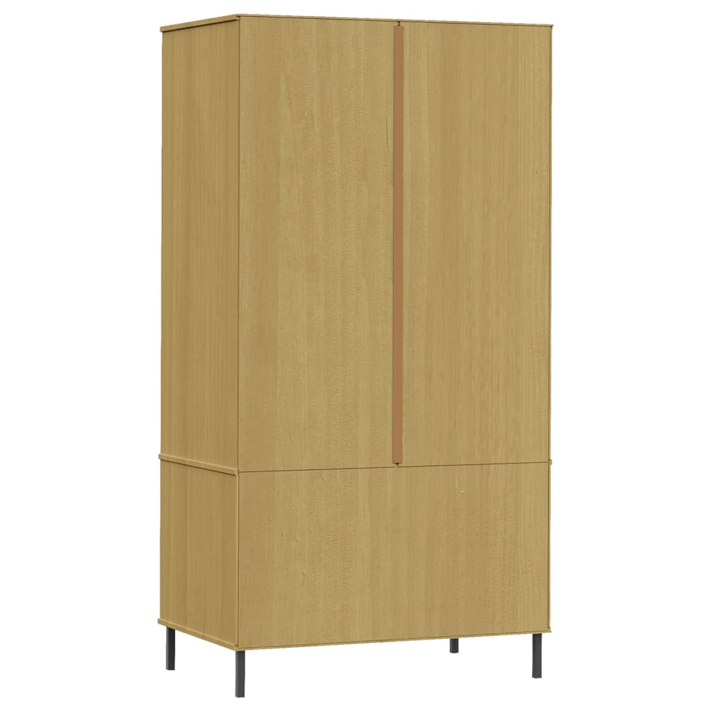 vidaXL Wardrobe with Metal Legs Brown 90x55x172.5 cm Solid Wood OSLO - Sudd