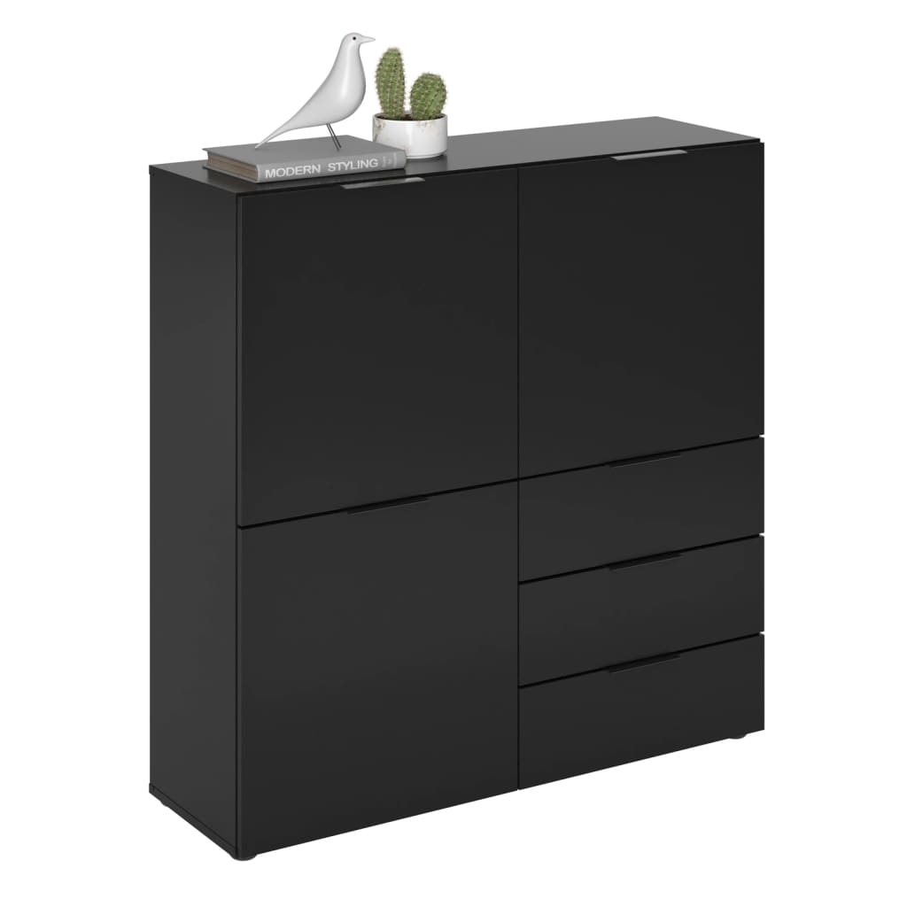 FMD Dresser with 3 Doors and 3 Drawers Black - Sudd