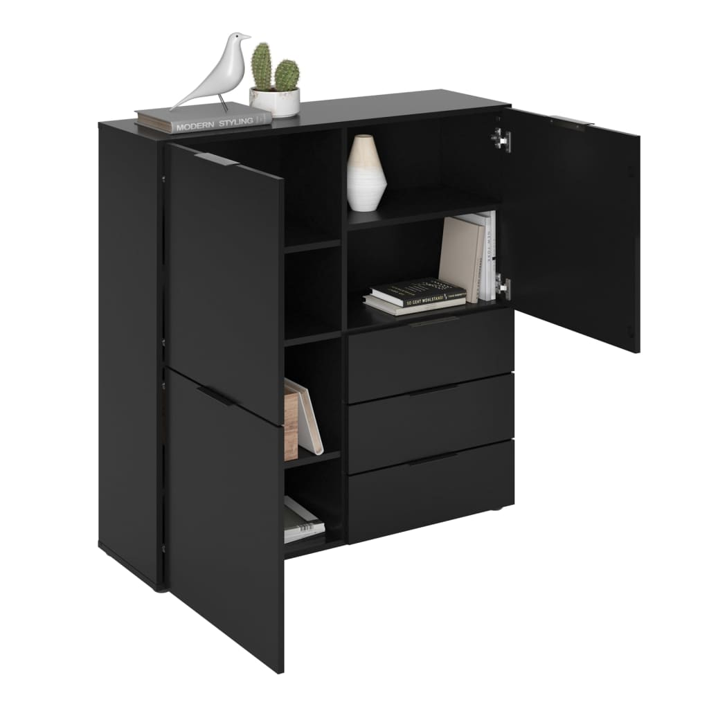 FMD Dresser with 3 Doors and 3 Drawers Black - Sudd