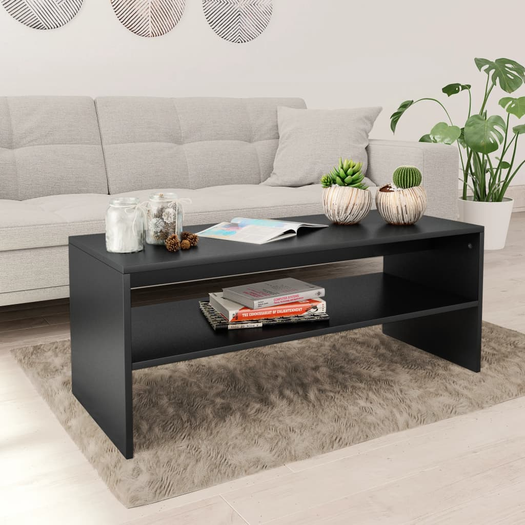 vidaXL Coffee Table Black 100x40x40 cm Engineered Wood - Sudd