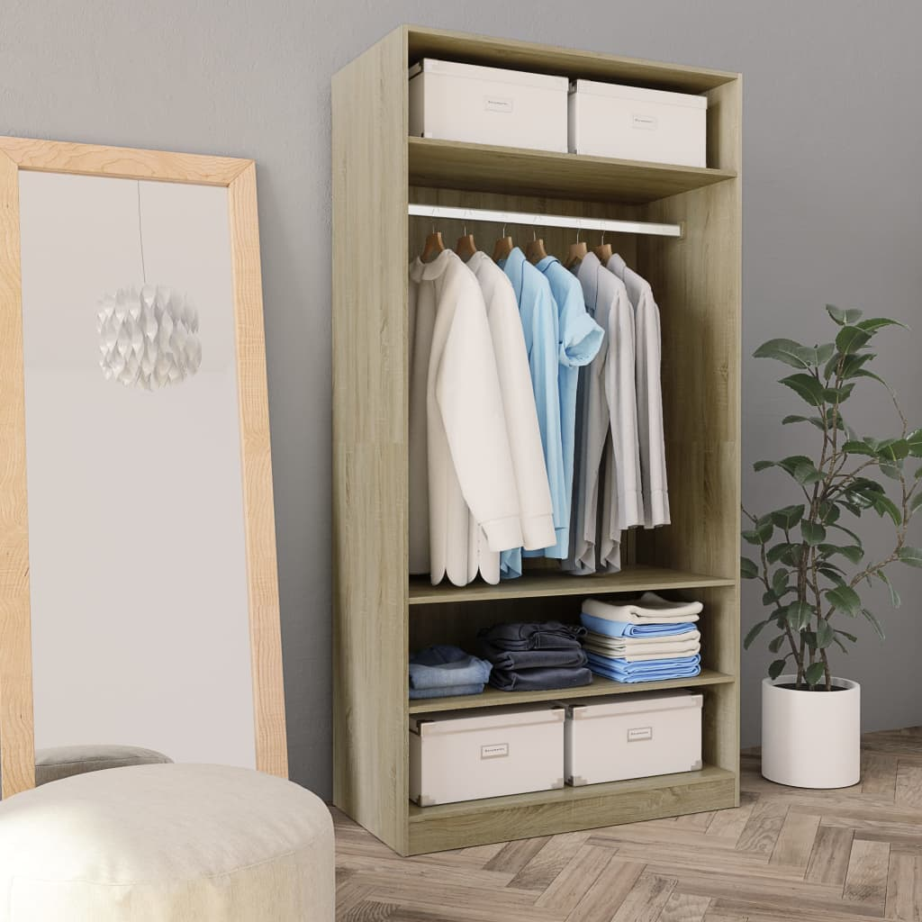 vidaXL Wardrobe Sonoma Oak 100x50x200 cm Engineered Wood - Sudd