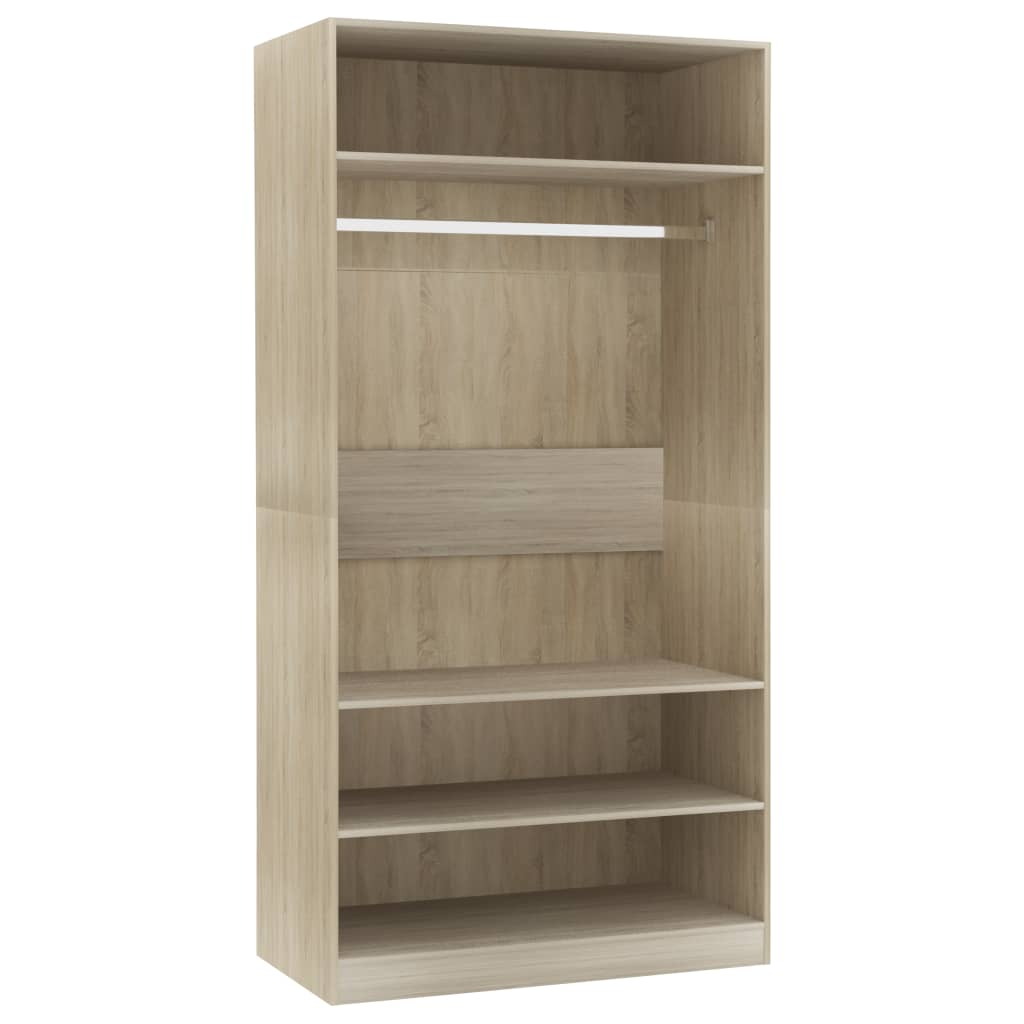 vidaXL Wardrobe Sonoma Oak 100x50x200 cm Engineered Wood - Sudd