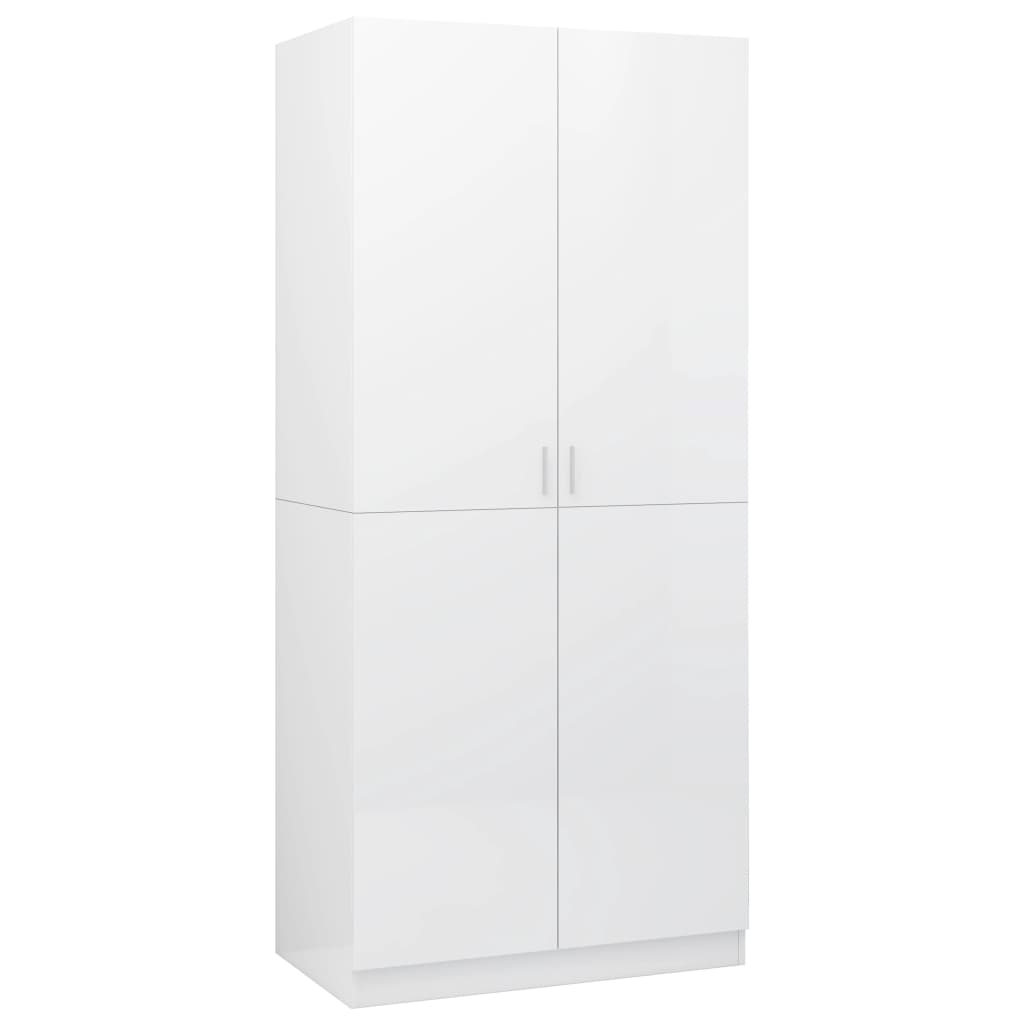 vidaXL Wardrobe High Gloss White 90x52x200 cm Engineered Wood - Sudd