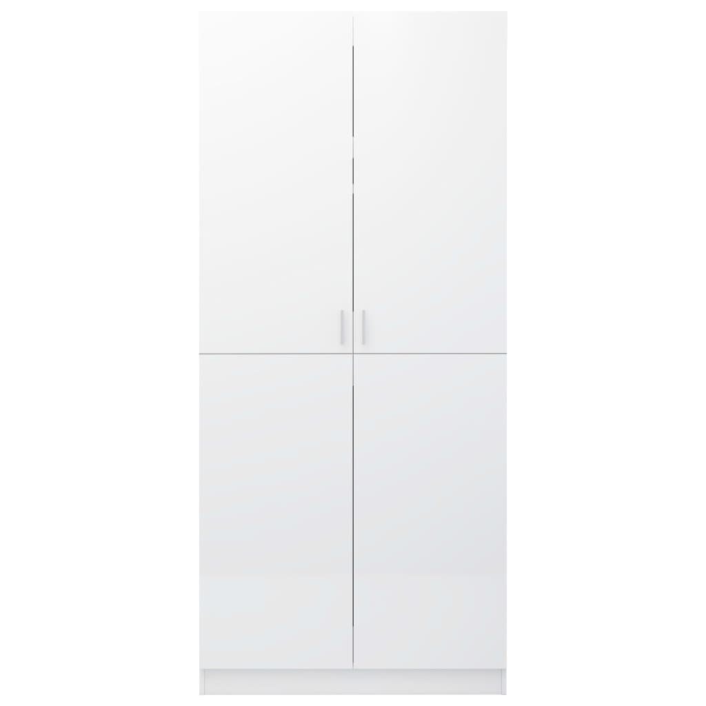 vidaXL Wardrobe High Gloss White 90x52x200 cm Engineered Wood - Sudd