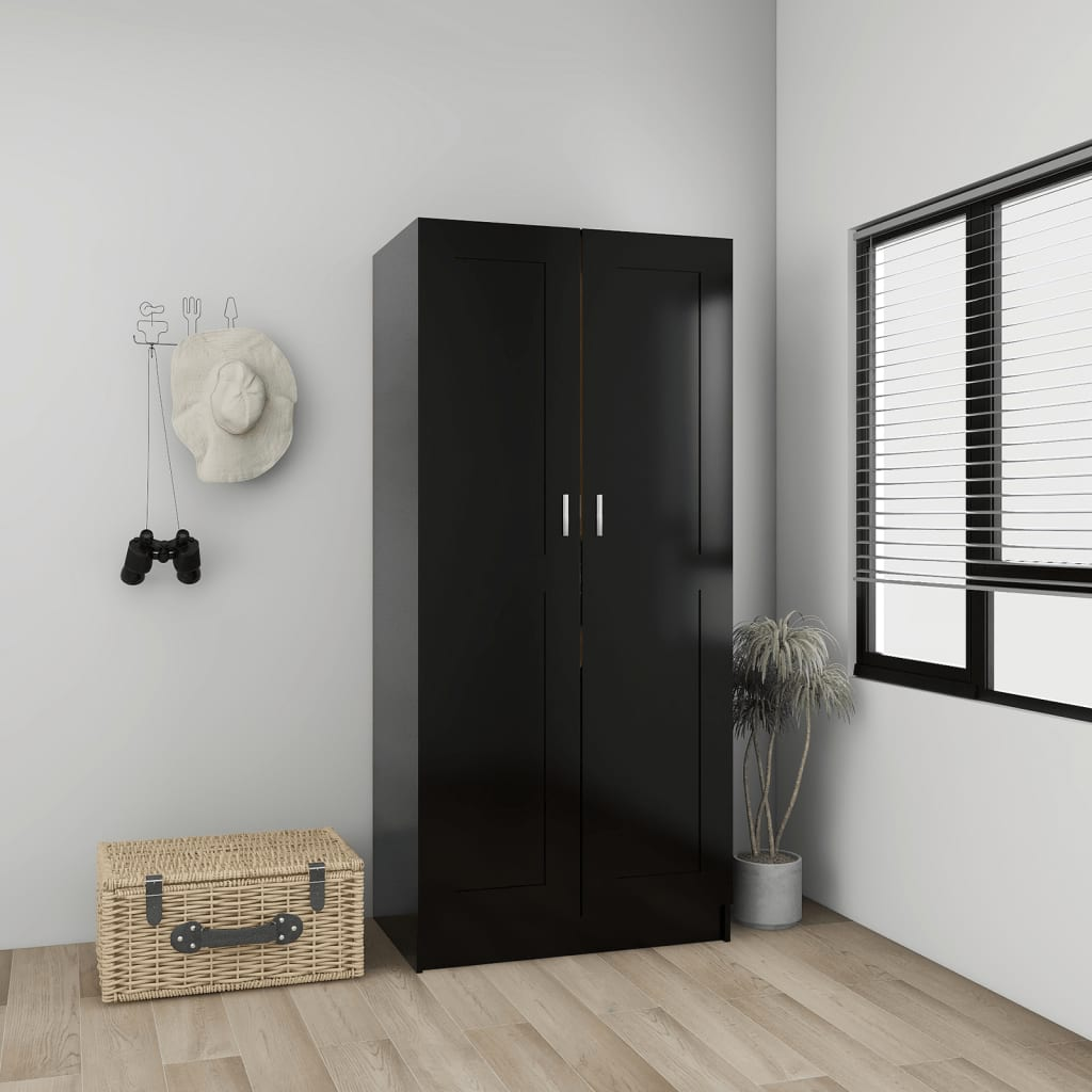 vidaXL Wardrobe Black 82.5x51.5x180 cm Engineered Wood - Sudd