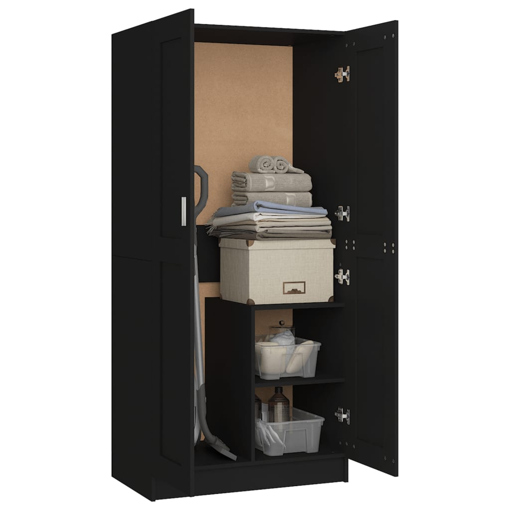 vidaXL Wardrobe Black 82.5x51.5x180 cm Engineered Wood - Sudd