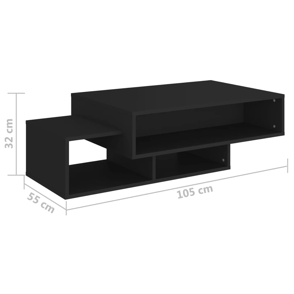 vidaXL Coffee Table Black 105x55x32 cm Engineered Wood - Sudd